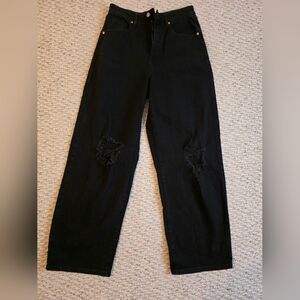 NWOT Wild Fable Black Wide Leg Distressed Denim Pants